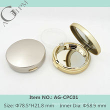 Einfache Runde kompakte Pulver Fall/Compact Powder Container mit Spiegel AG-CPC01, AGPM Kosmetikverpackungen, benutzerdefinierte Farben/Logo
